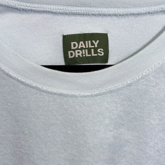 Daily Drills Oversized Crew Neck Terry Cloth Cozy Sweatshirt Surf Green Size M/L - Picture 3 of 10